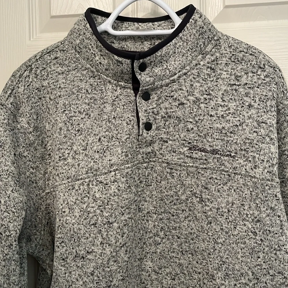 Eddie Bauer Men’s Gray Radiator Fleece Snap Mock‎ Pullover Size Extra Large